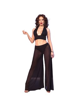 Chilirose CR 4857 - Set Top e Pantaloni a Gamba Larga Taglia XL Nero