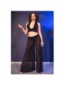 Chilirose CR 4857 - Set Top e Pantaloni a Gamba Larga Taglia XL Nero