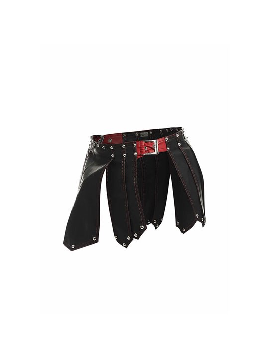 Mob Dngeon - Roman Warrior Vegan Leather Skirt Black and Red