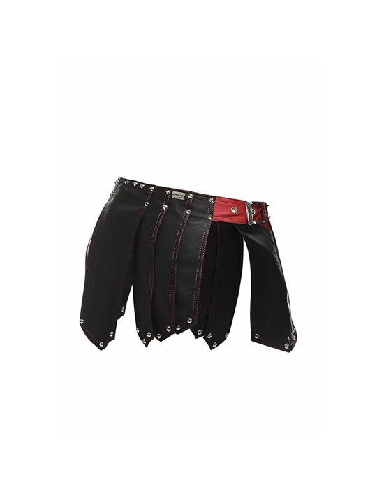 Mob Dngeon - Roman Warrior Vegan Leather Skirt Black and Red