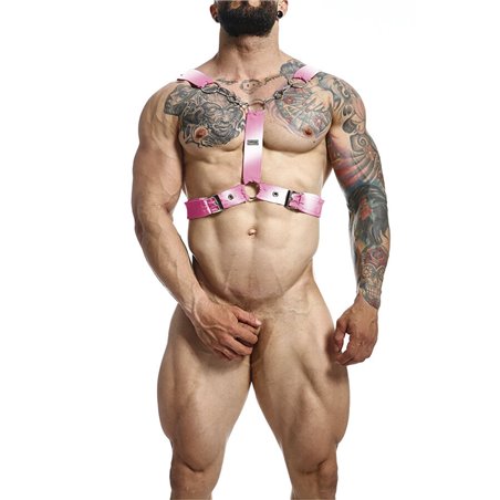 Mob Dngeon - Vegan Leather Pink Harness with Chain One Size