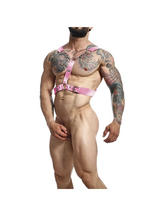 Mob Dngeon - Vegan Leather Pink Harness with Chain One Size