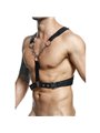 Mob Dngeon - Black Vegan Leather Harness with Silver Chains