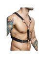 Mob Dngeon - Black Vegan Leather Harness with Silver Chains
