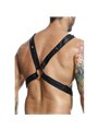 Mob Dngeon - Black Vegan Leather Harness with Silver Chains