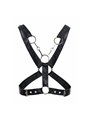Mob Dngeon - Black Vegan Leather Harness with Silver Chains