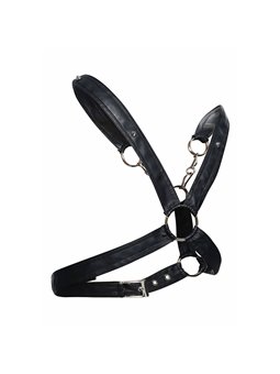 Mob Dngeon - Black Vegan Leather Harness with Silver Chains