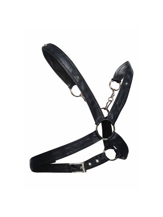 Mob Dngeon - Black Vegan Leather Harness with Silver Chains