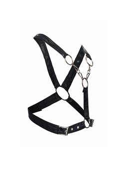 Mob Dngeon - Black Vegan Leather Harness with Silver Chains