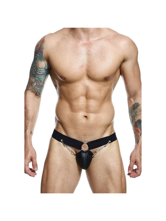 Mob Dngeon Jockstrap - Sospensorio in Pelle Vegana Nera con Catene