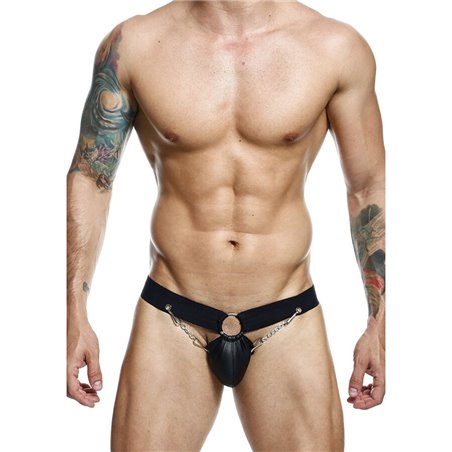 Mob Dngeon Jockstrap - Black Vegan Leather with Chains