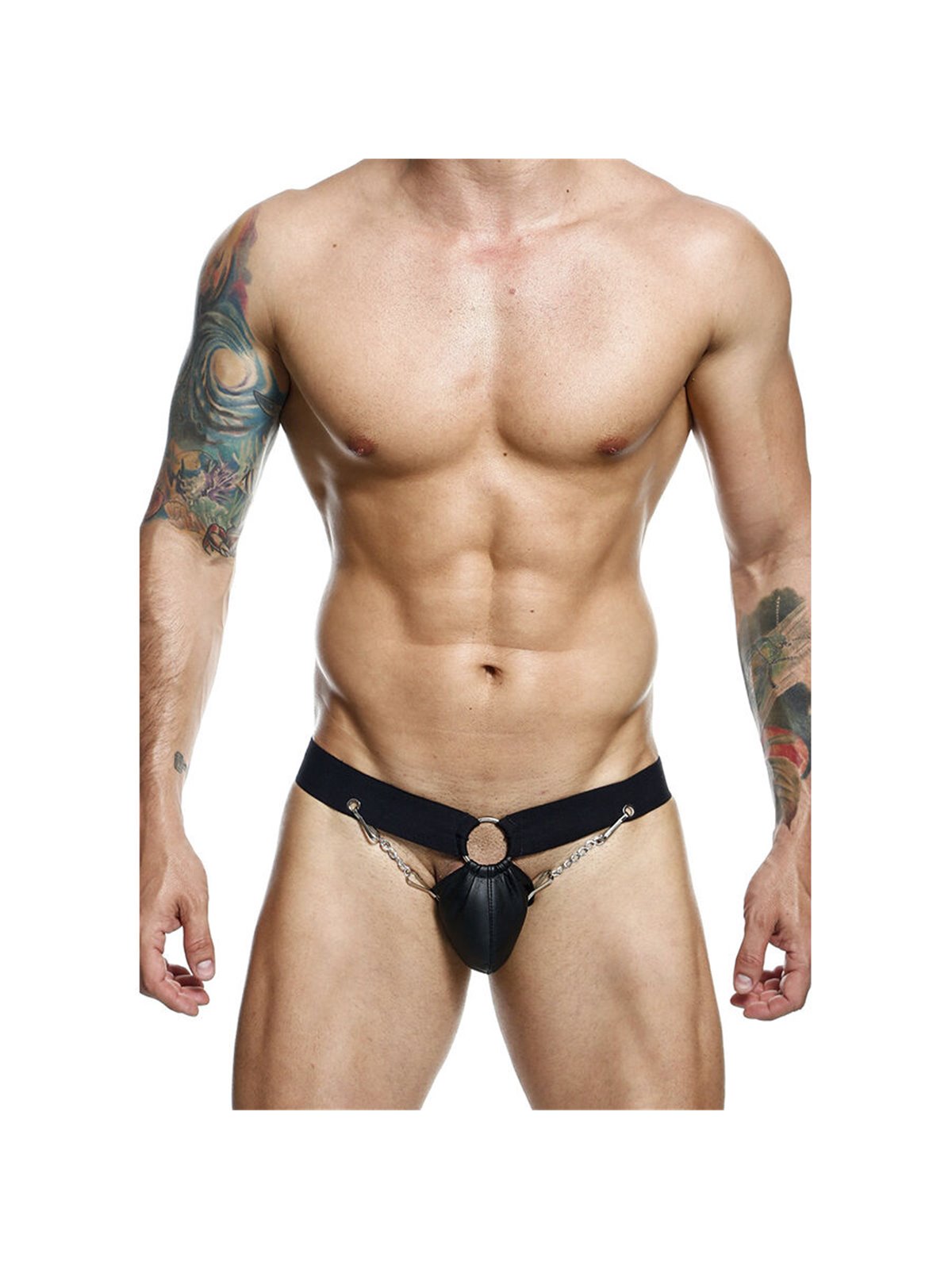 Mob Dngeon Jockstrap - Black Vegan Leather with Chains