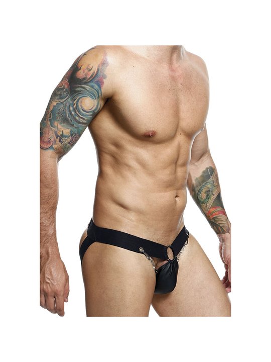 Mob Dngeon Jockstrap - Sospensorio in Pelle Vegana Nera con Catene