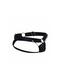 Mob Dngeon Jockstrap - Black Vegan Leather with Chains