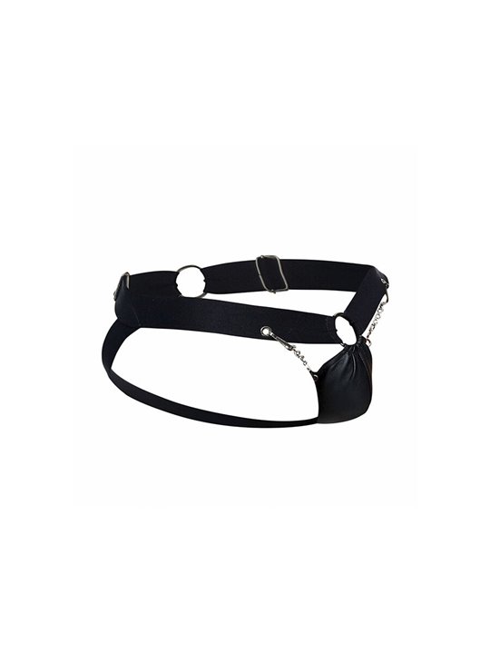 Mob Dngeon Jockstrap - Sospensorio in Pelle Vegana Nera con Catene