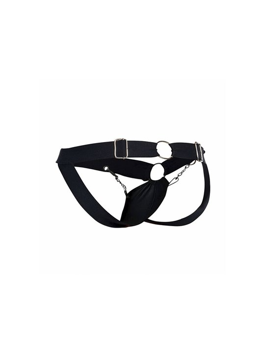 Mob Dngeon Jockstrap - Sospensorio in Pelle Vegana Nera con Catene