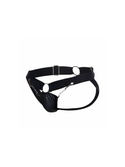 Mob Dngeon Jockstrap - Black Vegan Leather with Chains