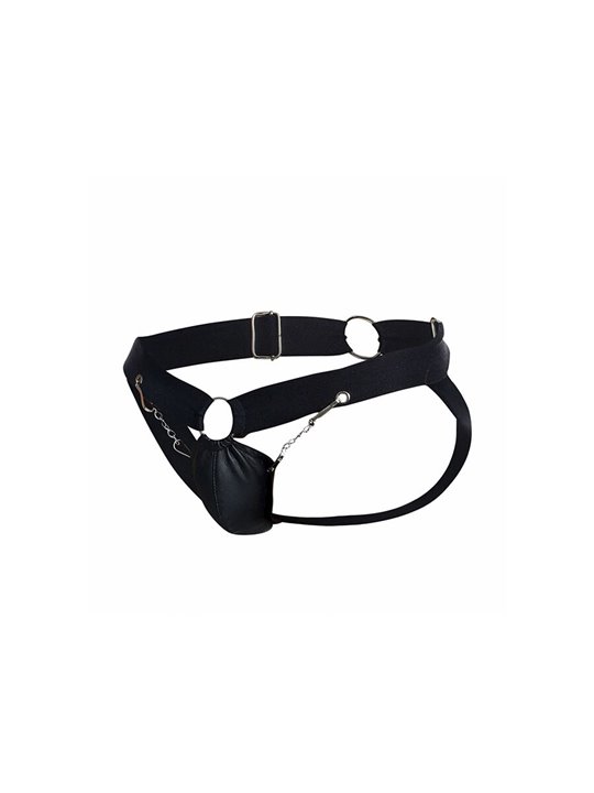 Mob Dngeon Jockstrap - Black Vegan Leather with Chains