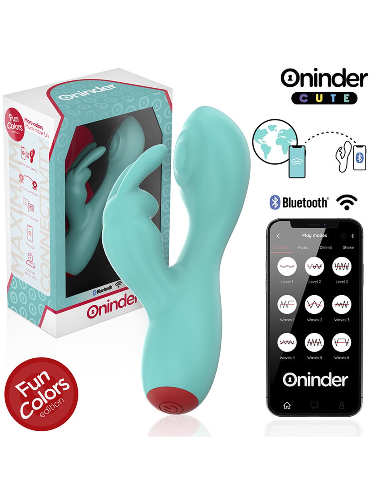 Oninder Cute Love Bunny - Vibratore Rabbit Turchese con App Gratuita