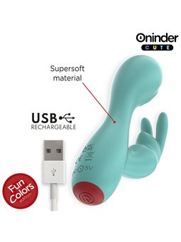 Oninder Cute Love Bunny - Turquoise Rabbit Vibrator with Free App