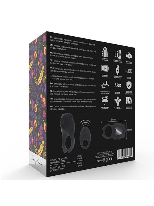 Mia  - Colosseo Cock Ring Remote Control Black