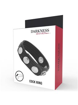 Darkness Cock Ring - Anello Fallico in Pelle con Bottoni in Acciaio