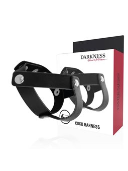 Darkness Cock Harness - Imbracatura Fallica in Pelle con Bottoni in Acciaio