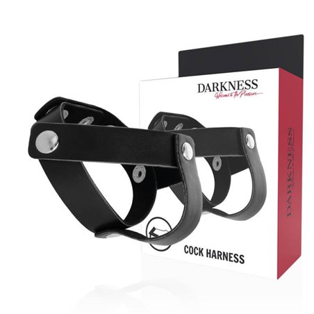 Darkness Cock Harness - Imbracatura Fallica in Pelle con Bottoni in Acciaio