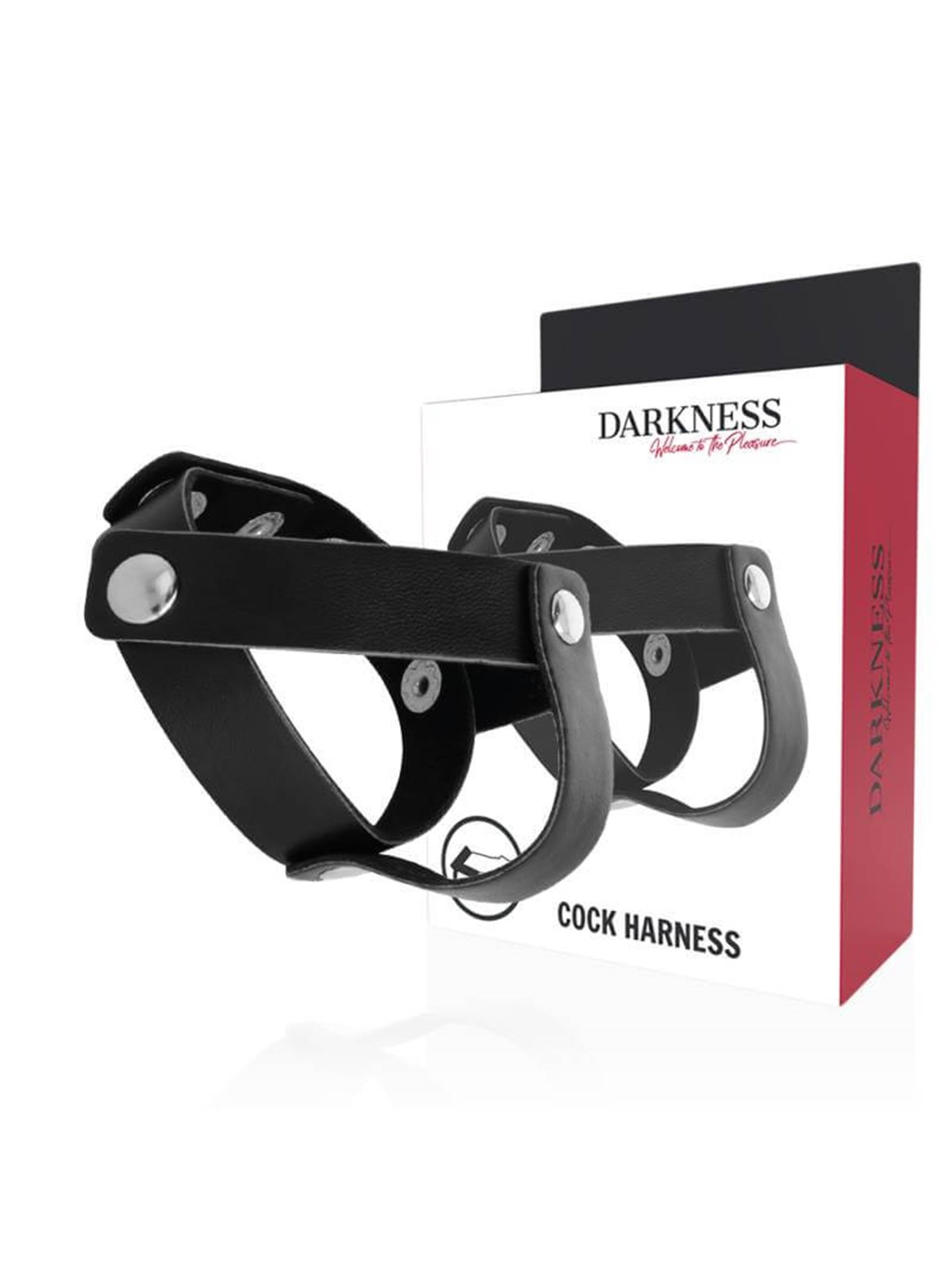 Darkness Cock Harness - Imbracatura Fallica in Pelle con Bottoni in Acciaio