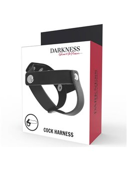 Darkness Cock Harness - Imbracatura Fallica in Pelle con Bottoni in Acciaio