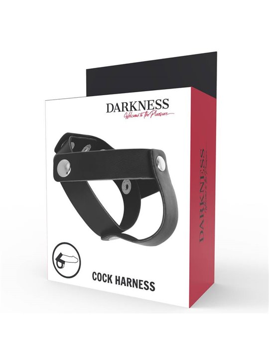 Darkness Cock Harness - Imbracatura Fallica in Pelle con Bottoni in Acciaio