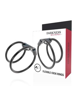Darkness Flexible Cock Rings - Anello Fallico Doppio in Silicone - 5/3,6 Cm