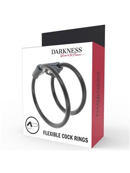 Darkness Flexible Cock Rings - Anello Fallico Doppio in Silicone - 5/3,6 Cm