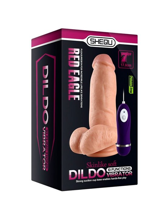Shequ Red Eagle - Dildo Realistico Vibrante con Telecomando 17 Cm