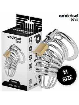 Addicted Toys Locked Iron Cell - Metal Phallic Cage Size M