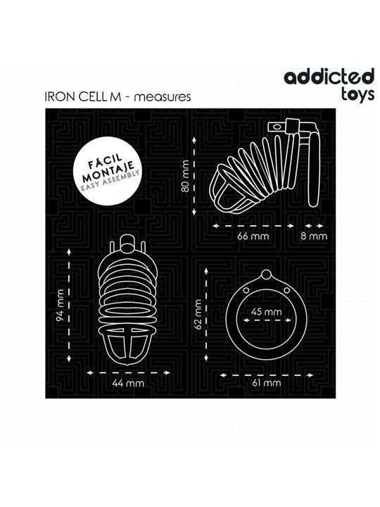 Addicted Toys Locked Iron Cell - Gabbia Fallica in Metallo Taglia M