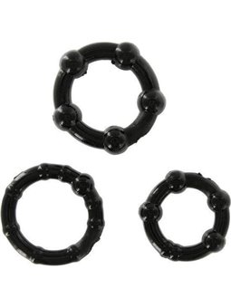 Seven Creations - Set Of Three Black Penis Rings