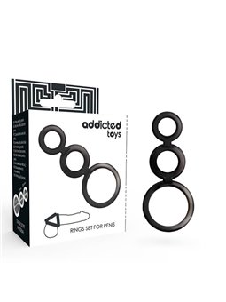 Addicted Toys - Set di Anelli Fallici in Silicone Nero
