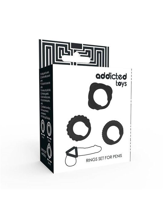 Addicted Toys - Set di 3 Anelli Fallici Neri