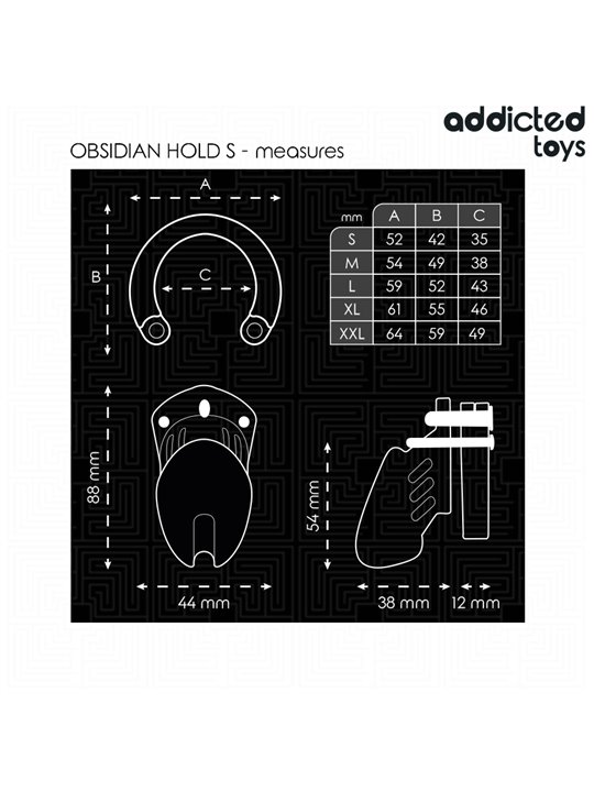 Addicted Toys Locked Obsidian Hold S - Phallic Cage with Padlocks