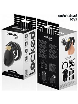 Addicted Toys Locked Obsidian Hold S - Phallic Cage with Padlocks