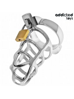 Addicted Toys Locked Silver Lock - Metal Phallic Cage Size M