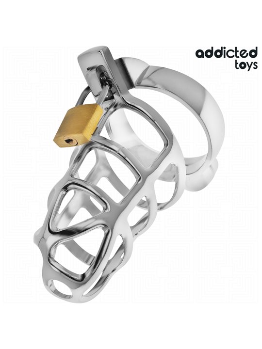 Addicted Toys Locked Silver Lock - Metal Phallic Cage Size M