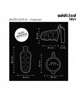 Addicted Toys Locked Silver Lock - Metal Phallic Cage Size M
