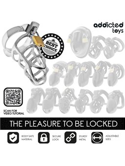 Addicted Toys Locked Silver Lock - Metal Phallic Cage Size M