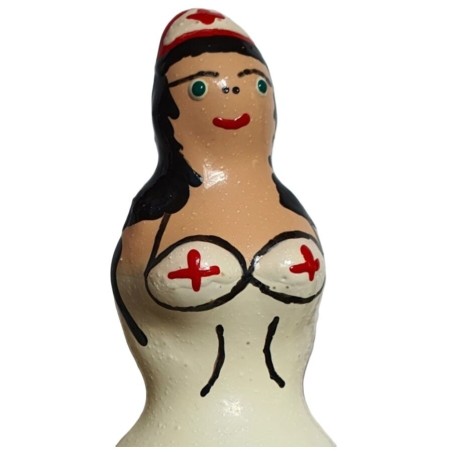Condomerie - Hand-Painted Condom, Black-Haired Nurse Model