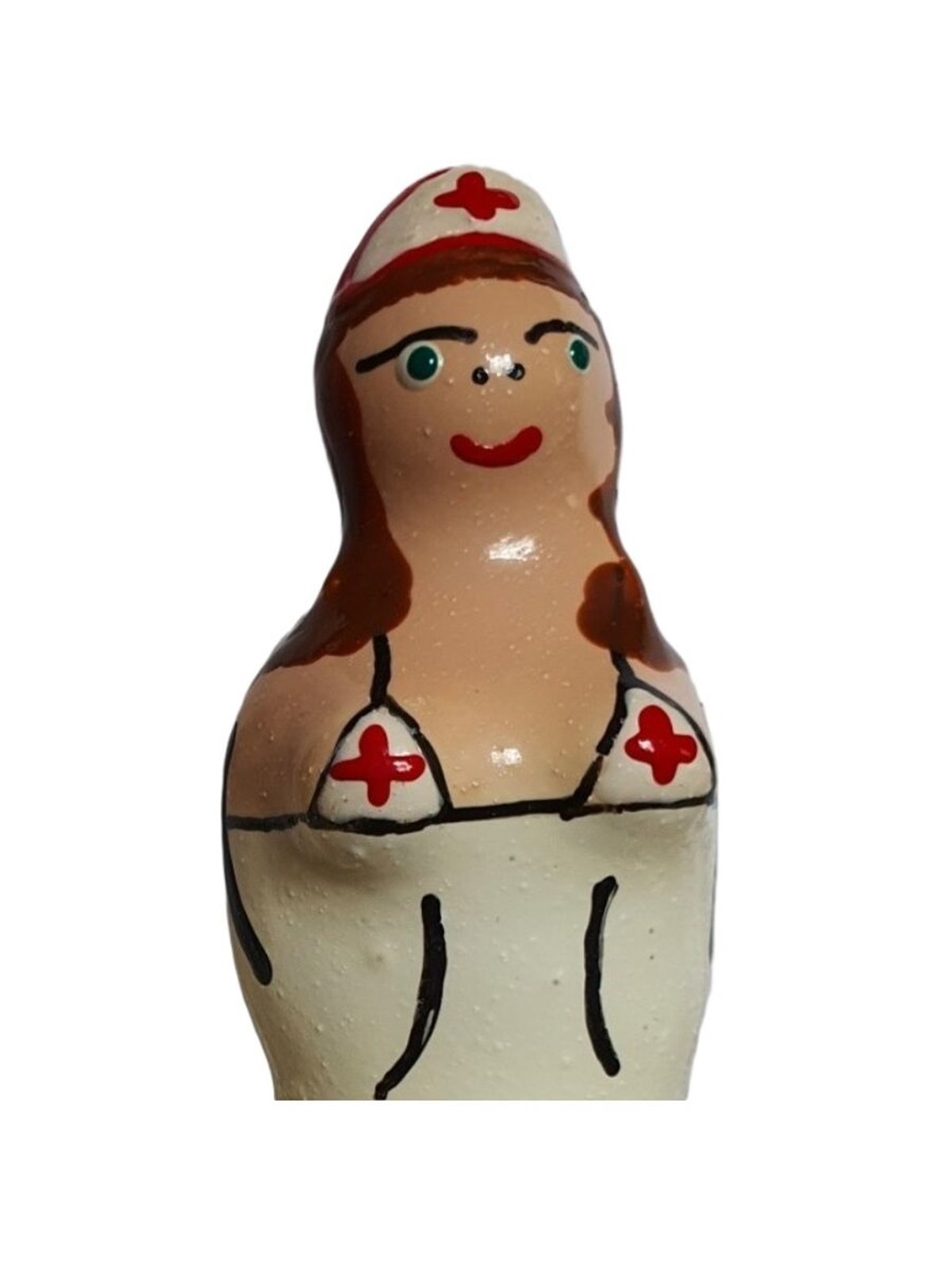 Condomerie - Hand-Painted Condom, Brown-Haired Nurse Model