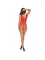 Passion BS109 - Red Fishnet Bodysuit with Butterfly and Open Crotch