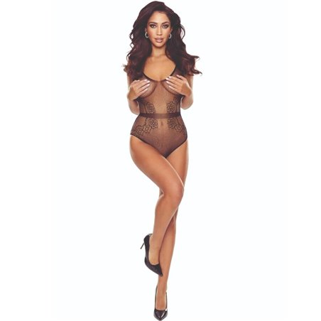 Passion BS115 - Body in Pizzo Nero con Cavallo Aperto Taglia Unica