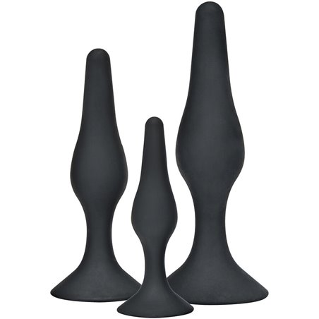 Toyjoy Curvy Companions Kit - Black Silicone Anal Plug 3 Pieces